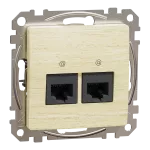 Gniazdo komputerowe 2xRJ45 kat.5e UTP, Sedna Design & Elements, brzoza