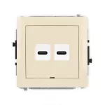DECO Mechanizm gniazda podwójnego 2xUSB C-C, bez pola opisowego beżowy