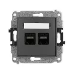 ICON Mechanizm gniazda komputerowego podwójnego 2xRJ45, kat. 6A, 8-stykowy grafitowy mat