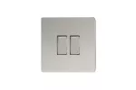 Łącznik uniwersalny schodowy podwójny 10A 230V klawiszowy 86 x 86 mm - kolor chrom polerowany, wymagana puszka PLM-60-41, Linia Metal