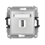 MINI Mechanizm gniazda pojedynczego USB A-A 2.0 srebrny metalik