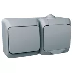 Cedar Plus, zestaw łącznik + gniazdo, IP44, szary