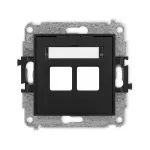 MINI Mechanizm gniazda multimedialnego podwójnego bez modułu (standard Keystone) czarny mat