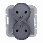 PT-6PR/M Gniazdo wtyczkowe podwójne-PERŁA-p/t 2x2p+Z 16A, 250V do systemu ramkowego; antracyt