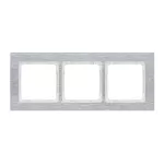 DECO Ramka uniwersalna potrójna - aluminium szczotkowane (ramka: srebrna; spód: biały) srebrny
