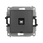 ICON Mechanizm gniazda pojedynczego USB A-B 2.0, bez pola opisowego grafitowy mat