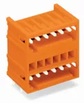 Wtyk dwupiętrowy THT Pin lutowniczy 1,0 x 1,0 mm konstrukcja kątowa, pomarańczowy 734-438