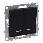 SUNO - Łącznik schodowy podwójny z podświetleniem - 10 AX - 250 V~ - zaciski automatyczne, Czarny, Legrand