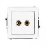 DECO Mechanizm gniazda głośnikowego pojedynczego, bez pola opisowego (typu banan - czerwony i czarny, pozłacany, 4 mm2, do lutowania) biały