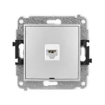 ICON Mechanizm gniazda komputerowego pojedynczego 1xRJ45, kat. 6A, 8-stykowy, bez pola opisowego srebrny metalik