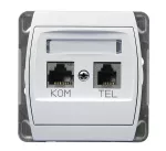 GAZELA Gniazdo komputerowo-telefoniczne RJ 45 kat. 5e, (8-stykowe) + RJ 11 (6-stykowe) - kolor biały