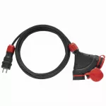 PS-X3/44S/5M/3X1,5/H05RR-F Przedłużacz budowlany 3gniazdowy; SCHUKO; IP44; 16A; H05RR-F; 3x1,5; 5m; czarno-czerwony