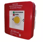 Przycisk przeciwpożarowego wyłącznika prądu PPWPp-4s A/3 4 tory prądowe 12A NC-NO NC-NO, podtynkowy, samoczynny diody czerw/ziel 230V AC/24V DC
