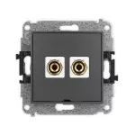 MINI Mechanizm gniazda głośnikowego pojedynczego, bez pola opisowego (typu banan - czerwony i czarny, pozłacany, 4 mm2, do lutowania) 28MGGBO-3