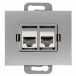 GTP-20N/M Gniazdo telefoniczne, komputerowe-NOVA- uniwersalne 2x4,6,8pin , ISDN; srebrny