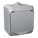 Cedar Plus, gniazdo pojedyncze 2P+PE z szarą klapką, IP44, szary