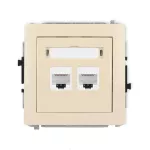 DECO Mechanizm gniazda komputerowego podwójnego 2xRJ45, kat. 6A, 8-stykowy beżowy