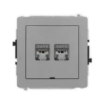 DECO Mechanizm gniazda komputerowego podwójnego 2xRJ45, kat. 6, ekranowany, 8-stykowy, bez pola opisowego szary mat