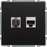 KOS 66 Gniazdo TV typu F + RJ45 kat. 5e CZARNY