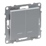 SUNO - Łącznik schodowy podwójny z podświetleniem - 10 AX - 250 V~ - zaciski automatyczne, Aluminium, Legrand
