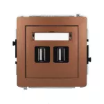 DECO Mechanizm gniazda podwójnego 2xUSB A-A 2.0 brązowy metalik