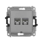 ICON Mechanizm gniazda komputerowego podwójnego 2xRJ45, kat. 6, ekranowany, 8-stykowy, bez pola opisowego szary mat
