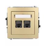 DECO Mechanizm gniazda komputerowego podwójnego 2xRJ45, kat. 7, ekranowany, 8-stykowy złoty