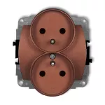 TREND Mechanizm gniazda podwójnego do ramki poziomej z uziemieniem 2x(2P+Z) (przesłony torów prądowych) brązowy metalik