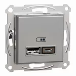 Gniazdo ładowania USB A+C, Asfora, 2,4A, bez ramki, aluminium