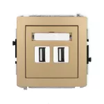 DECO Mechanizm gniazda podwójnego 2xUSB A-A 2.0 złoty metalik