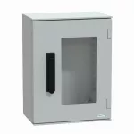 Obudowa poliestrowa wisząca PLM z drzwiami transparentnymi, zamek 3 punktowy, IP66 430x330x200 mm, PanelSet