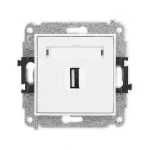 ICON Mechanizm gniazda pojedynczego USB A-A 2.0 biały mat