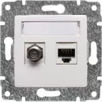 VENA Gniazdo TV typu F + RJ45 kat. 5e ŚNIEŻNA BIEL