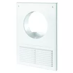 kratka wentylacyjna 182x252 mm z siatką i i wejściem okrągłym fi 125 mm, biała