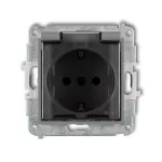 MINI Mechanizm gniazda bryzgoszczelnego z uziemieniem SCHUKO 2P+Z (klapka dymna, przesłony torów prądowych) szary mat