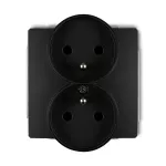 DECO Mechanizm gniazda podwójnego do ramki DECO Soft z uziemieniem 2x(2P+Z) (przesłony torów prądowych) czarny mat