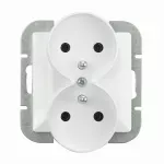 PT-6PR/M Gniazdo wtyczkowe podwójne-PERŁA- p/t 2x2p+Z 16A, 250V do systemu ramkowego; biały
