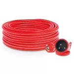 PJ-PRO/Z/20M/3X1,5/H05RR-F Przedłużacz jednogniazdowy warszatatowy PROFESSIONAL; IP44; 16A; H05RR-F; 3X1,5; 20m; czerwony