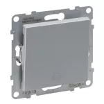 SUNO - Przycisk pojedynczy z symbolem dzwonka - 6 A - 250 V~ - zaciski automatyczne, Aluminium, Legrand
