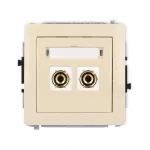 DECO Mechanizm gniazda głośnikowego pojedynczego (typu banan - czerwony i czarny, pozłacany, 4 mm2, do lutowania) beżowy