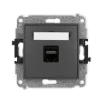 ICON Mechanizm gniazda komputerowego pojedynczego 1xRJ45, kat. 6A, 8-stykowy grafitowy mat