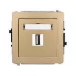 DECO Mechanizm gniazda pojedynczego USB A-A 2.0 złoty metalik