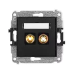 ICON Mechanizm gniazda głośnikowego pojedynczego (typu banan - czerwony i czarny, pozłacany, 4 mm2, skręcany) czarny mat