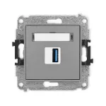 MINI Mechanizm gniazda pojedynczego USB A-A 3.0 szary mat