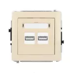 DECO Mechanizm ładowarki USB podwójnej 2xUSB A, 15,5W max., 5V, 3.1A beżowy