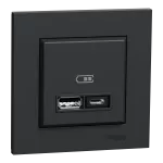 Miluz ED, Gniazdo ładowania USB A+C 2,4A, antracyt