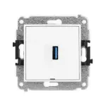 ICON Mechanizm gniazda pojedynczego USB A-A 3.0, bez pola opisowego biały mat