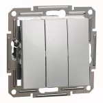 Asfora, łącznik potrójny, bez ramki, aluminium