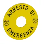 Harmony XB4 Etykieta oznaczeniemØ90 do przycisku awaryjnego zatrzymania ARRESTO DE EMERGENCA/logo ISO13850