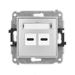 ICON Mechanizm gniazda podwójnego 2xUSB C-C srebrny metalik